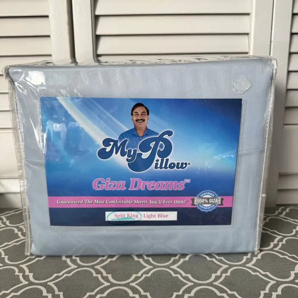 MyPillow Giza Dreams sheets light blue split king Comfortable Egyptian Cotton